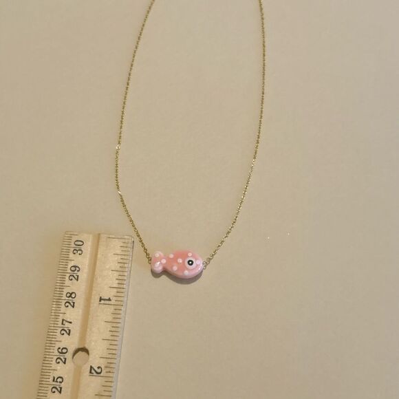 Pink fish Pendant Necklace S890 - Picture 4 of 4